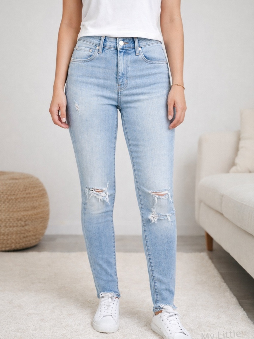 J Brand Maria Skinny Jeans Size 26 High Rise Distressed Light Wash Denim - Picture 4 of 14